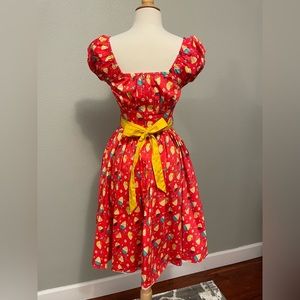 Disney Parks woman’s XS cupcake dress XS EUC red / yellow belt